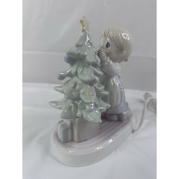 Enesco Precious Moments Girl Decorating Christmas Tree Night Light Ceramic X-mas - Picture 3 of 8